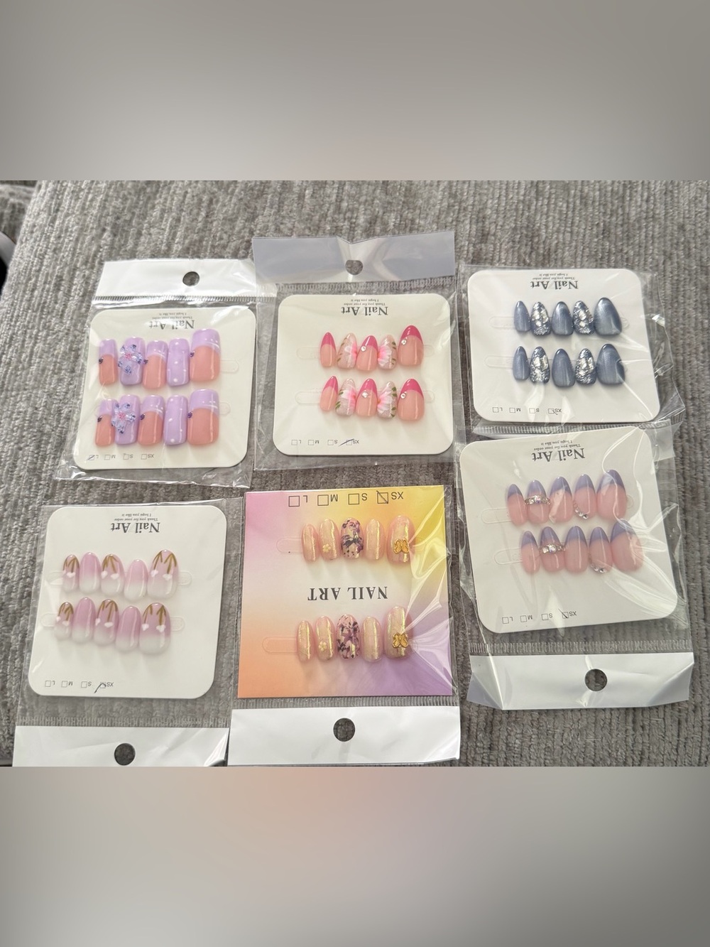 Press-On Nail Set Bundle - Assorted Pink, Purple, Blue & Gold Designs